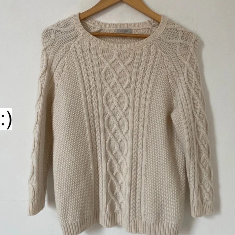 Elegant Cable Knit Beige Sweater